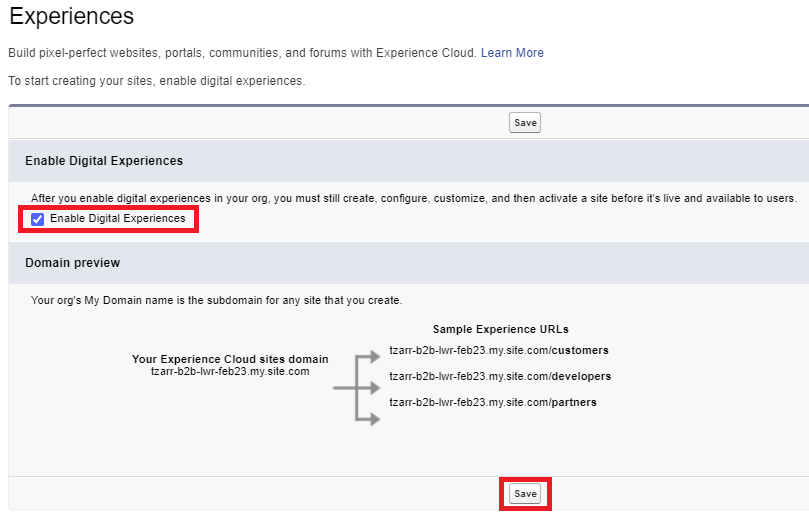 Salesforce B2B Commerce Cloud Store Set Up implementation screenshot